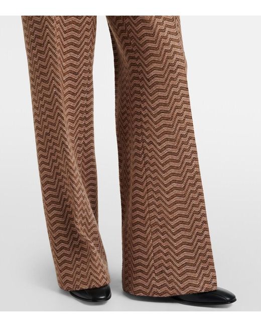 Missoni Brown Zigzag Low-Rise Bootcut Pants