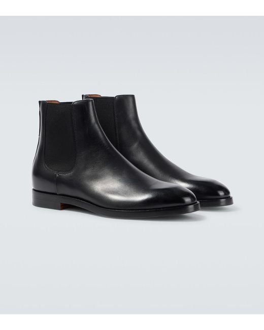 Zegna Black Leather Chelsea Boots for men