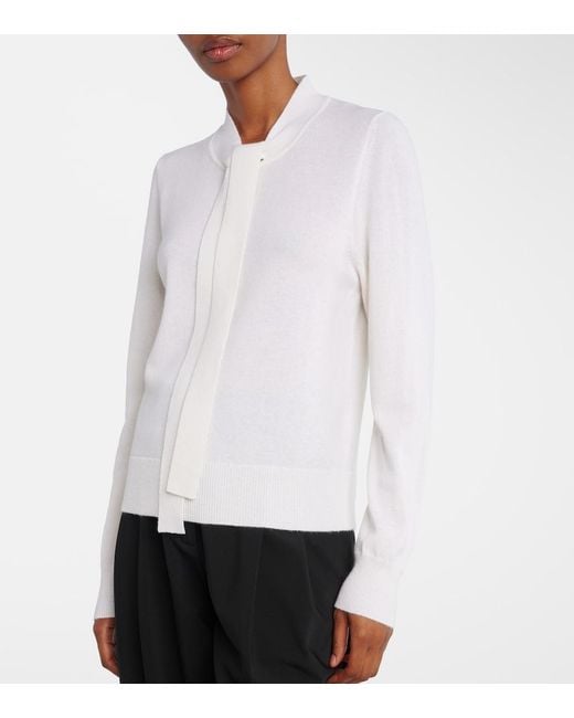Jardin Des Orangers White Tie-Neck Wool And Cashmere Sweater