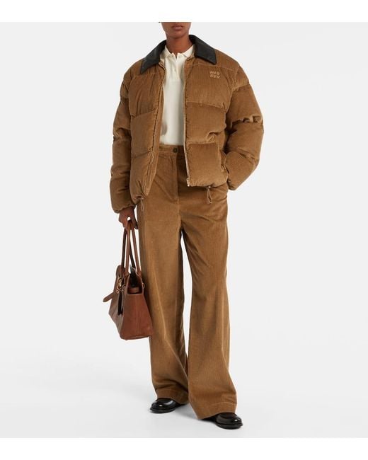 Miu Miu Brown Cotton Corduroy Down Jacket