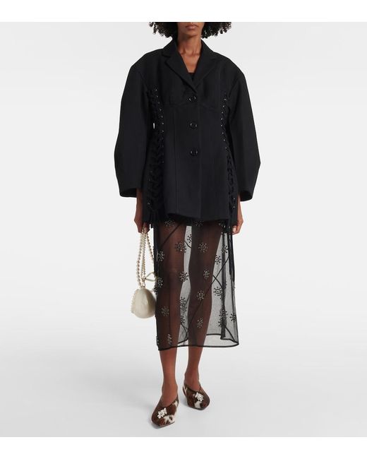 Simone Rocha Brown Embellished Calf Hair Ballet Flats