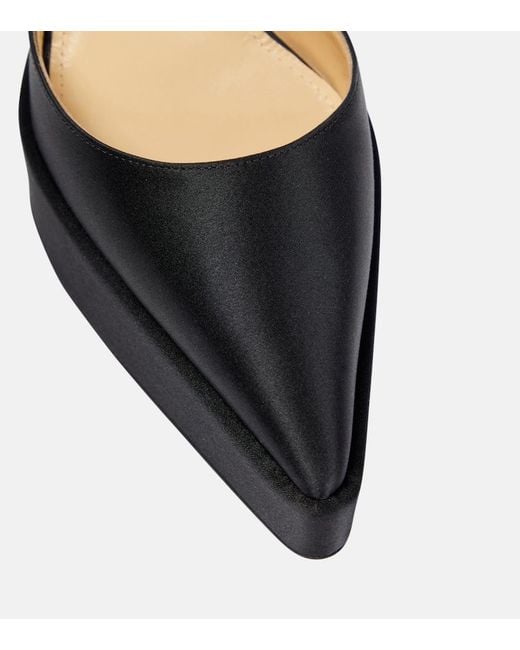 Mach & Mach Black Bow Chain Embellished Satin Platform Pumps