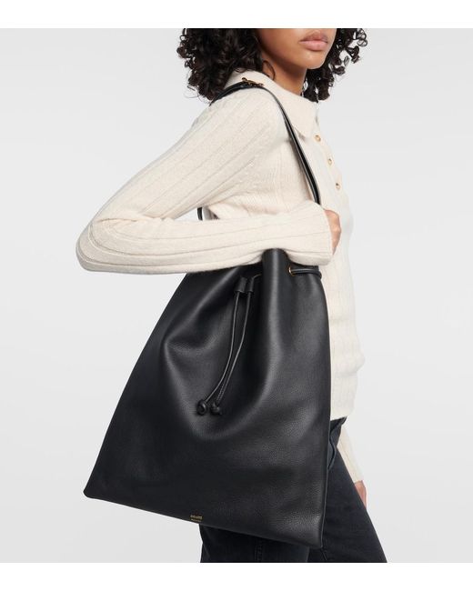 Khaite Greta Large Leather Bucket Bag in Black | Lyst