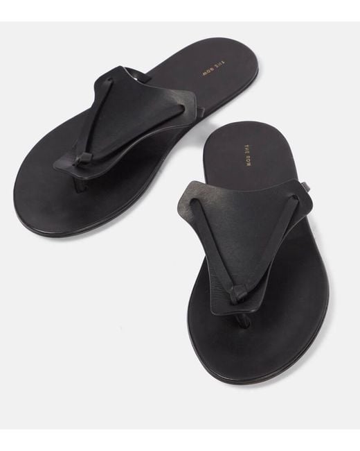The Row Gray Helena Leather Thong Sandals