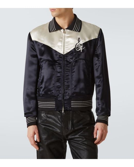 Amiri Blue Music Note Bomber Jacket for men