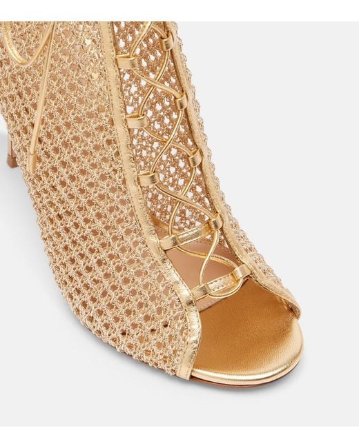 Gianvito Rossi Natural 105 Metallic Leather-Trimmed Sandals