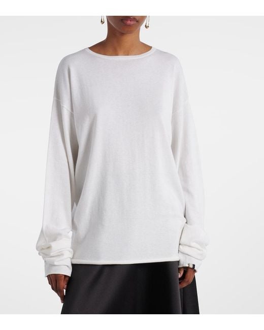 Extreme Cashmere White N°347 Aries Cotton And Cashmere T-Shirt