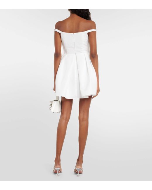 Self-Portrait White Embellished Crepe Minidress