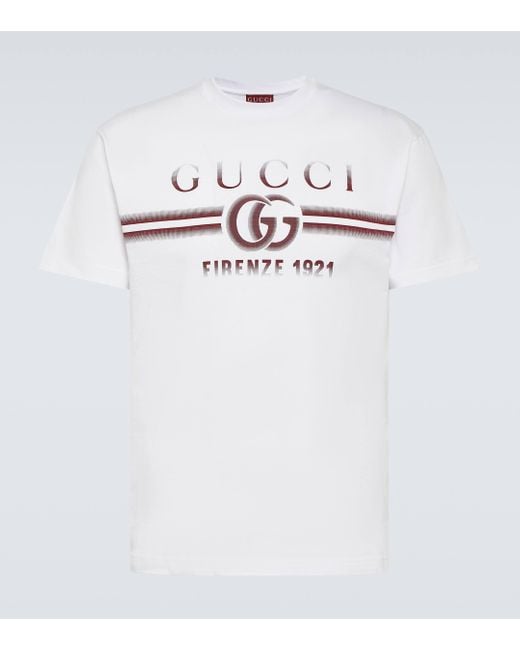 T-shirt en coton a logo Gucci pour homme en coloris White