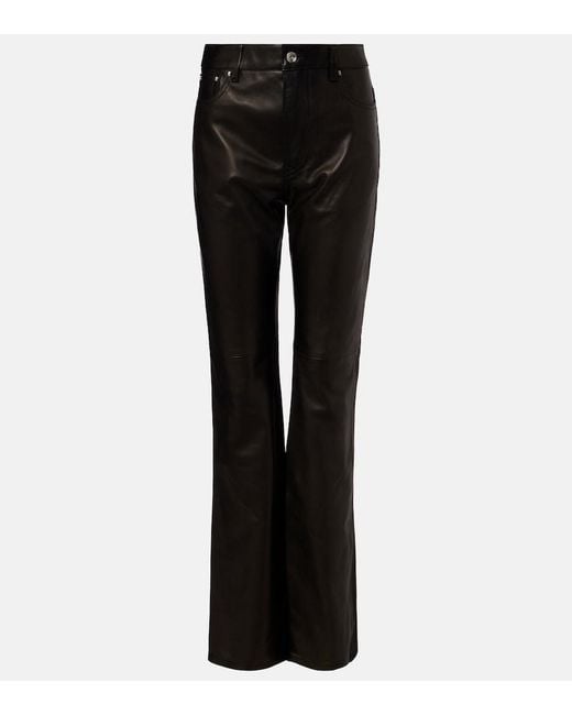 Rabanne Black Leather Flared Pants