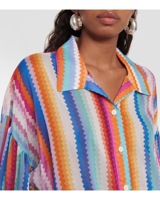 Camicia in misto cotone a zig-zag di Missoni in Blue