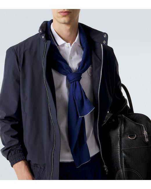 Brunello Cucinelli Blue Technical Blouson Jacket for men