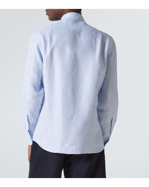 Fedeli Blue Linen Shirt for men