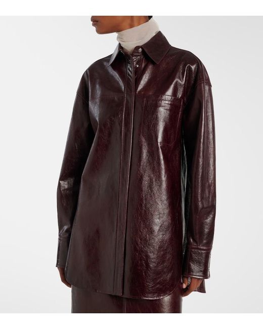 Sportmax Brown Borel Leather Overshirt