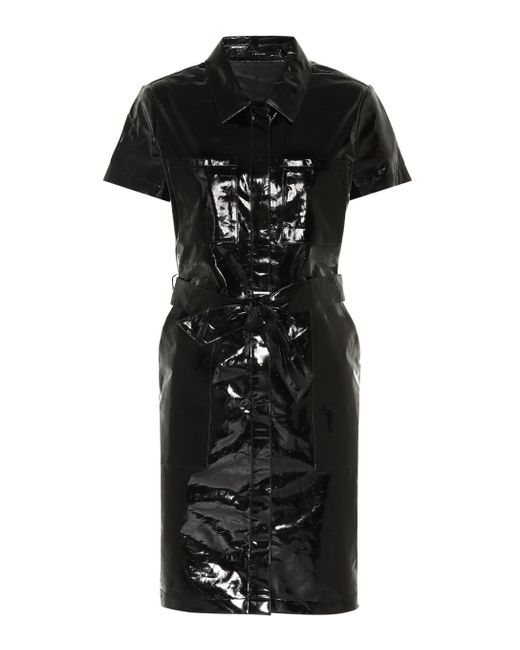 J Brand Black Lucille Patent Leather Shirt Dress