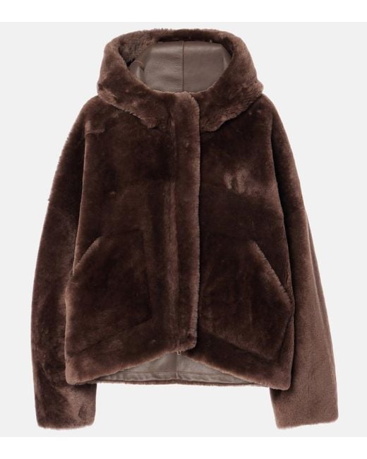 Chaqueta Cropped De Borrego Blancha de color Brown
