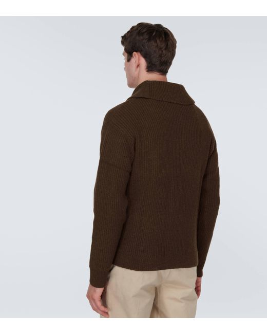 Cardigan en laine melangee Polo Ralph Lauren pour homme en coloris Brown