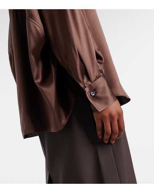 Brunello Cucinelli Brown Silk Satin Blouse