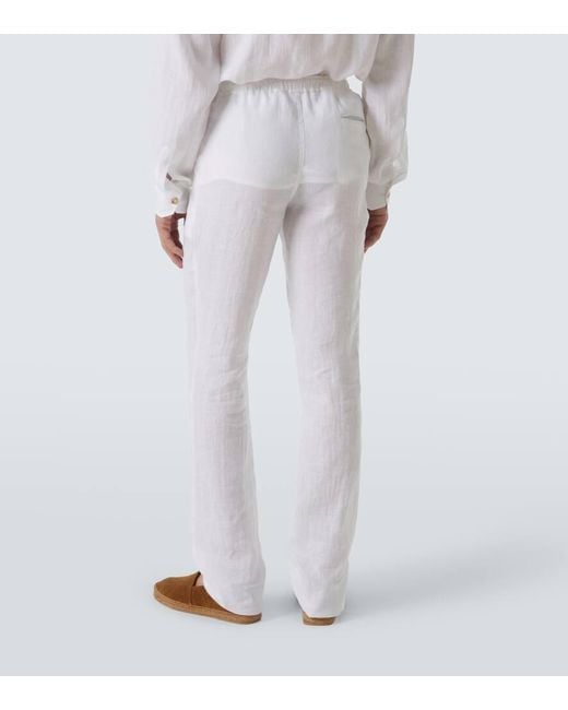 Kiton White Linen Pants for men