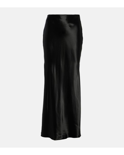Ferragamo Black Satin Midi Skirt