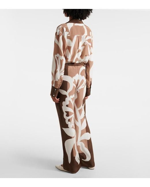 Sir Natural Portia Printed Silk Satin Wide-Leg Pants