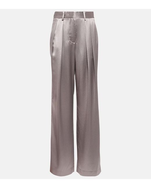 Pantalones Luisa de saten de tiro alto Staud de color Gray