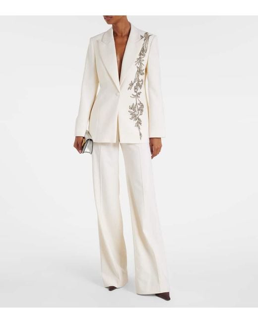Costarellos White Verzierter Blazer Lesia Aus Einem Wollgemisch
