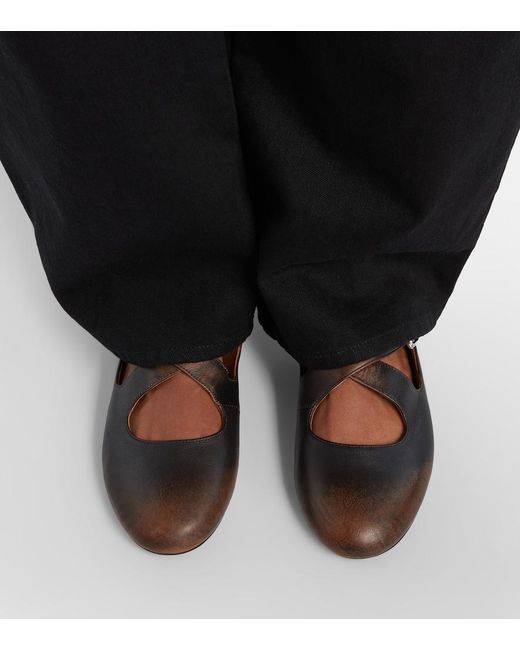 Alaïa Brown Leather Ballet Flats