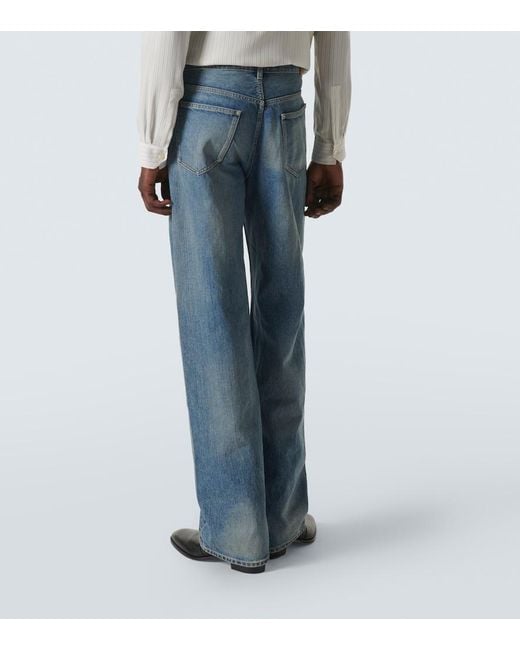 Saint Laurent Blue Mid-Rise Straight Jeans for men