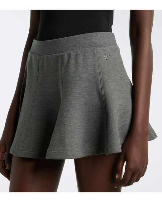 Gucci Gray Double G Cotton And Silk Miniskirt