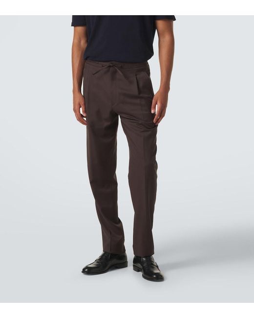 Lardini Brown Virgin Wool Slim Pants for men