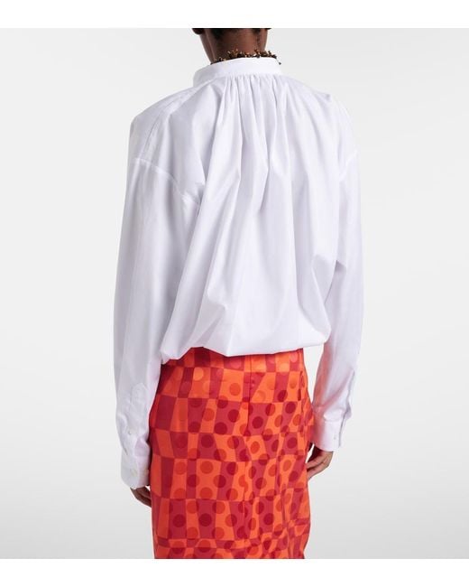 Dries Van Noten White Draped Cotton Blouse