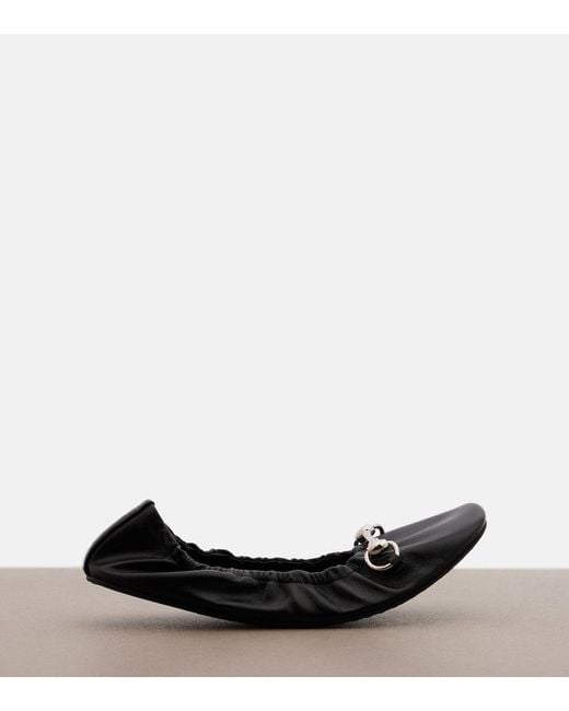Gucci Black Prima Horsebit Leather Ballet Flats