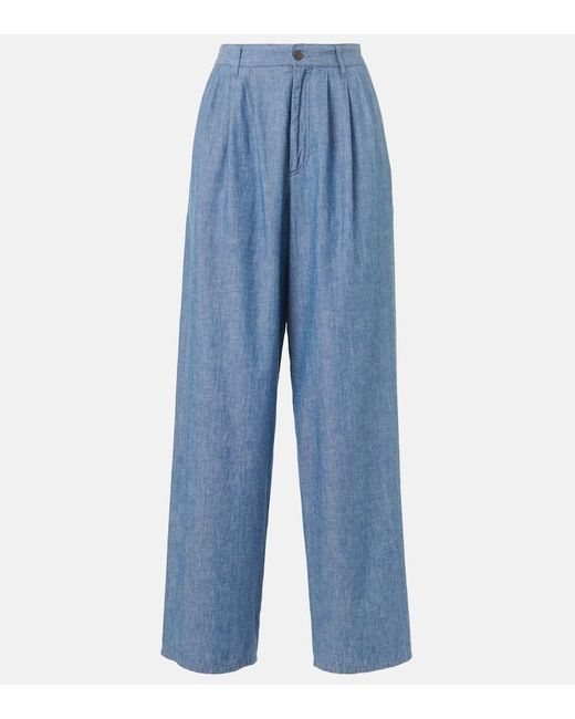 The Row Blue Rufos Twill Wide-Leg Pants