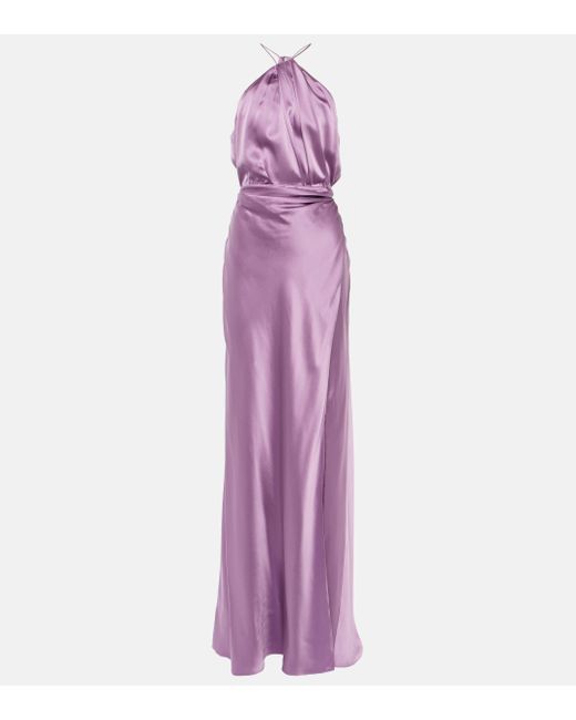 Robe longue asymetrique en soie The Sei en coloris Purple
