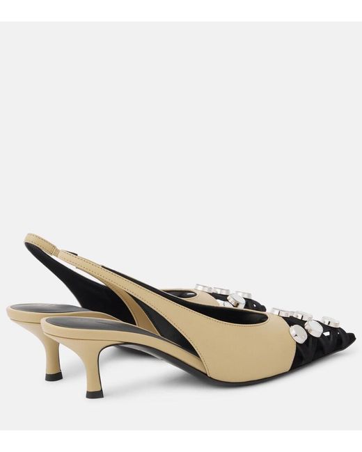 The Attico Metallic Fiona 50 Embellished Leather Slingback Pumps