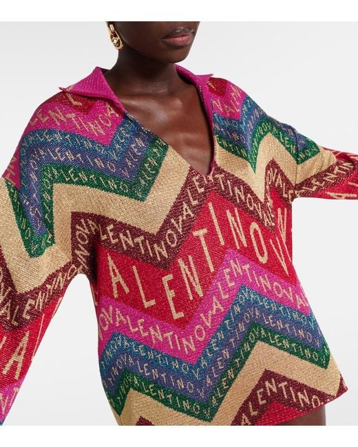 Valentino Red Logo Intarsia Sweater