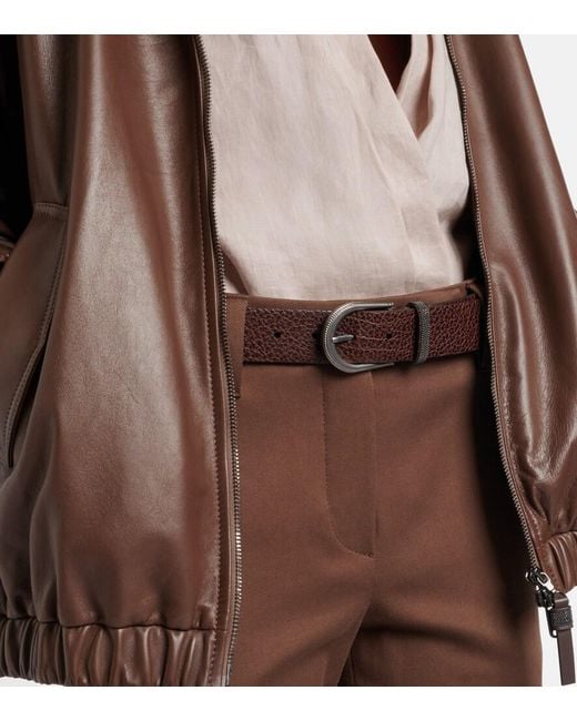 Brunello Cucinelli Brown Monili Leather Belt