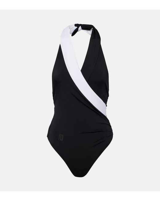 Balmain Blue Halterneck Swimsuit