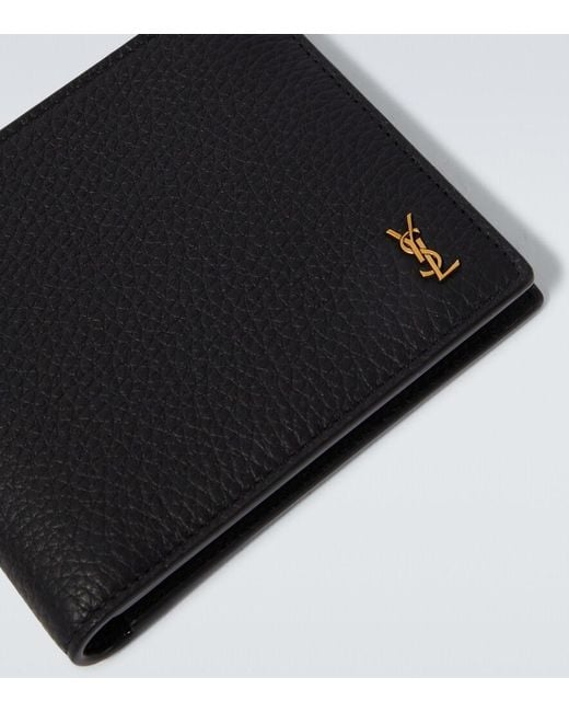 Saint Laurent Black Tiny Cassandre East/West Leather Wallet for men