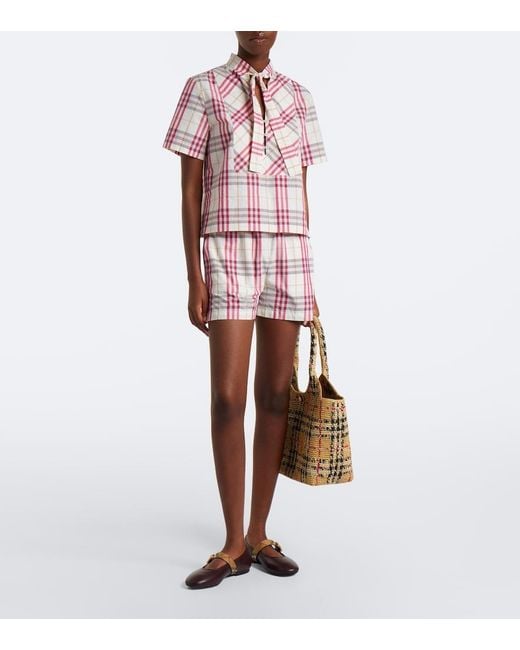 Burberry Brown Check Leather Mary Jane Flats