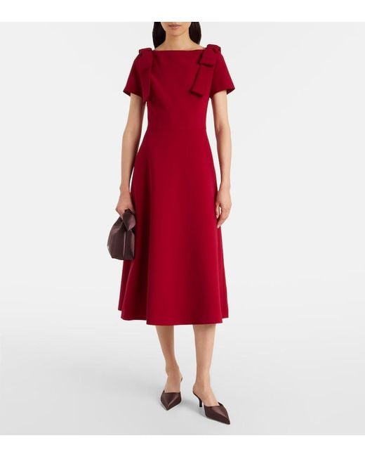 Carolina Herrera Red Bow-Detail Crepe Midi Dress