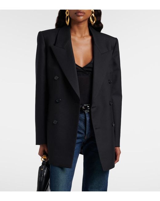 Saint Laurent Black Double-Breasted Wool Blazer