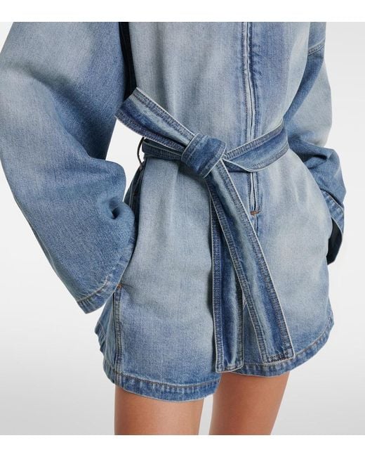 Mono De Denim Con Cinturon Alaïa de color Blue