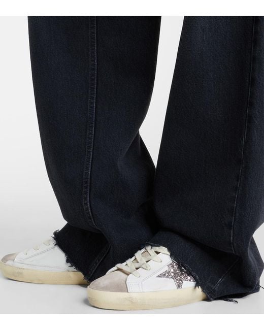 Golden Goose Deluxe Brand White Super-Star Glitter Leather Sneakers