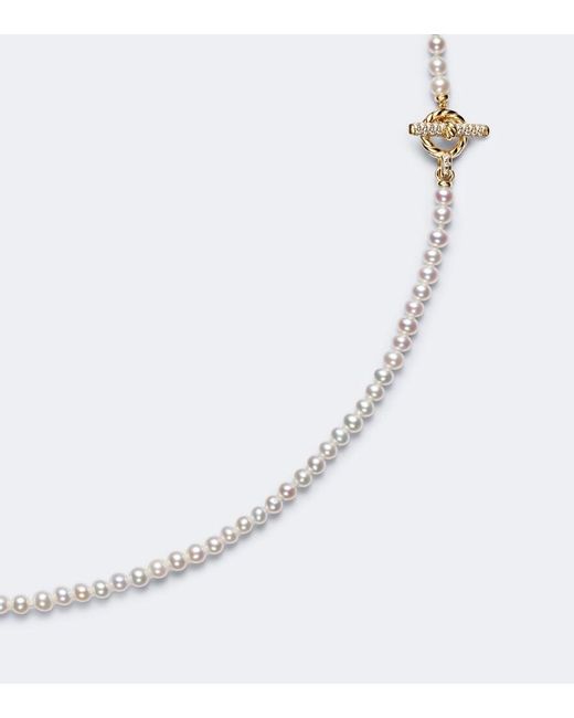 David Yurman White Pearl Classics Petite 18Kt Necklace With Freshwater Pearls And Diamonds
