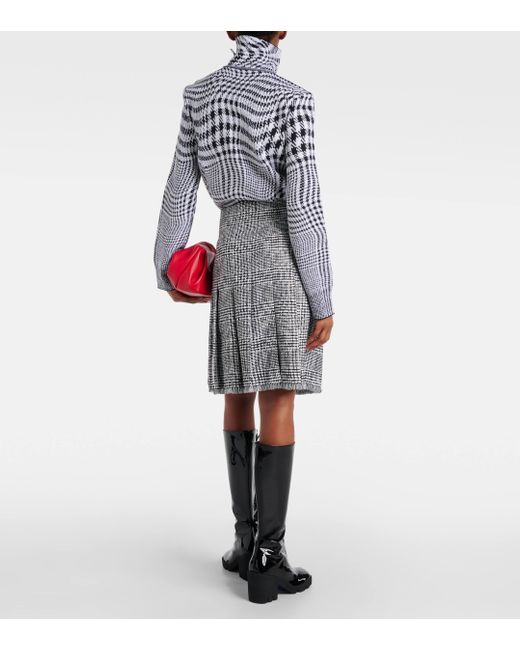 Burberry Multicolor Houndstooth High-rise Wrap Skirt