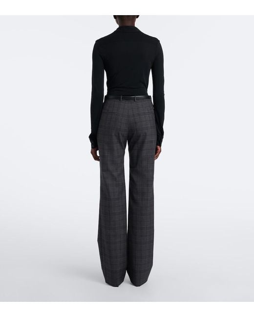 Gucci Gray Checked Wool Straight Pants