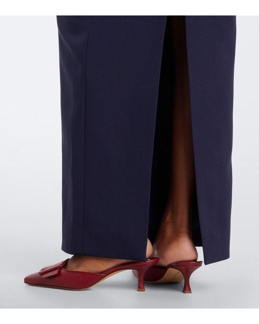 Solace London Blue Arion Asymmetric Crepe Gown