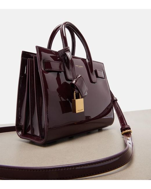 Saint Laurent Purple Sac De Jour Nano Patent Leather Tote Bag